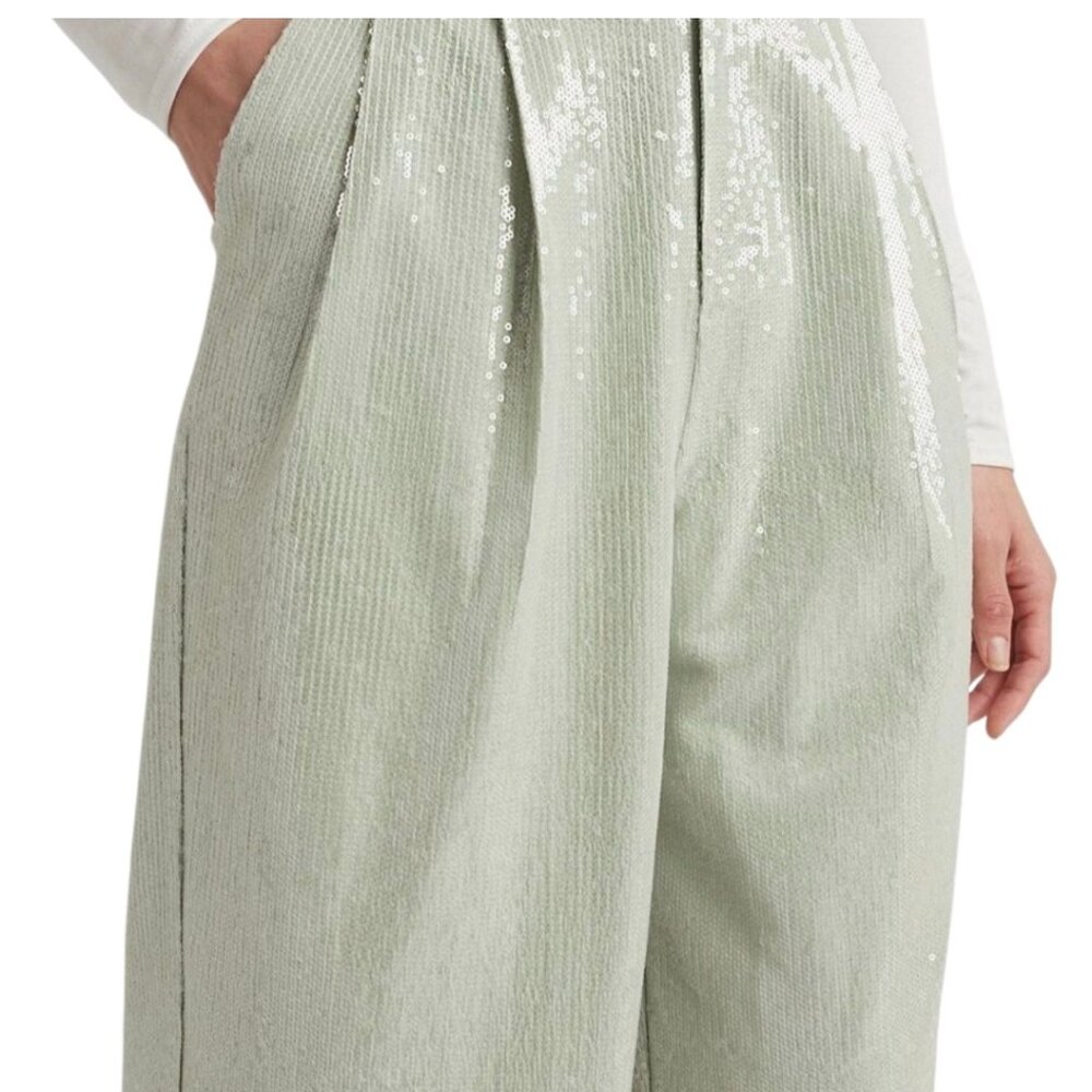 NWT Mint Sequin Cropped Wide Leg Pants - Picture 7 of 9